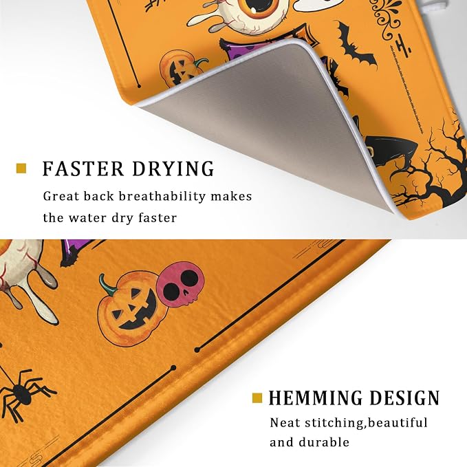 Orange Dish Drying Mat for Kitchen Counter Large Absorbent Resistant Drainer - Image 3