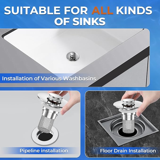 Sink Stopper Hair Catcher, Pop-up Sink Drain Strainer - Image 5