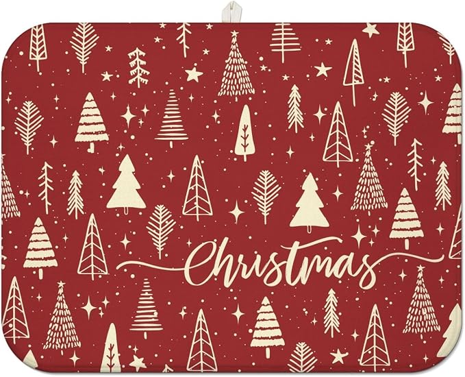 Christmas Kitchen Countertop Dish Drying Mat, Washable Absorbent Countertop by Unknown