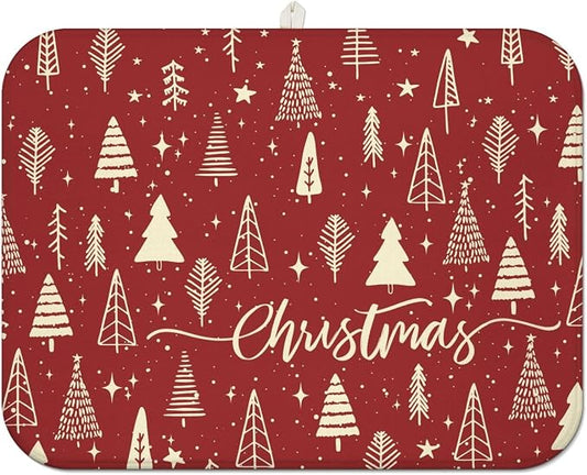 Christmas Kitchen Countertop Dish Drying Mat, Washable Absorbent Countertop by Unknown