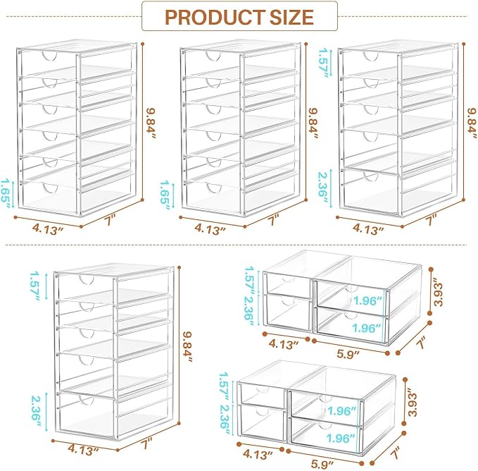 30 Drawers, Acrylic Desk Makeup Organizer, Plastic Drawers Organizer, Stackable - Image 3