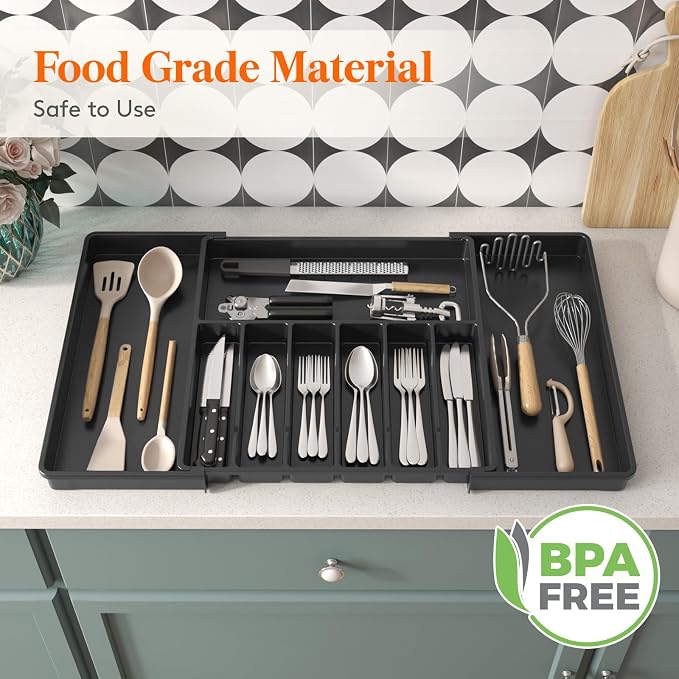 Lifewit Silverware Drawer Organizer, Expandable from 18.7 to 33 inches - Image 8