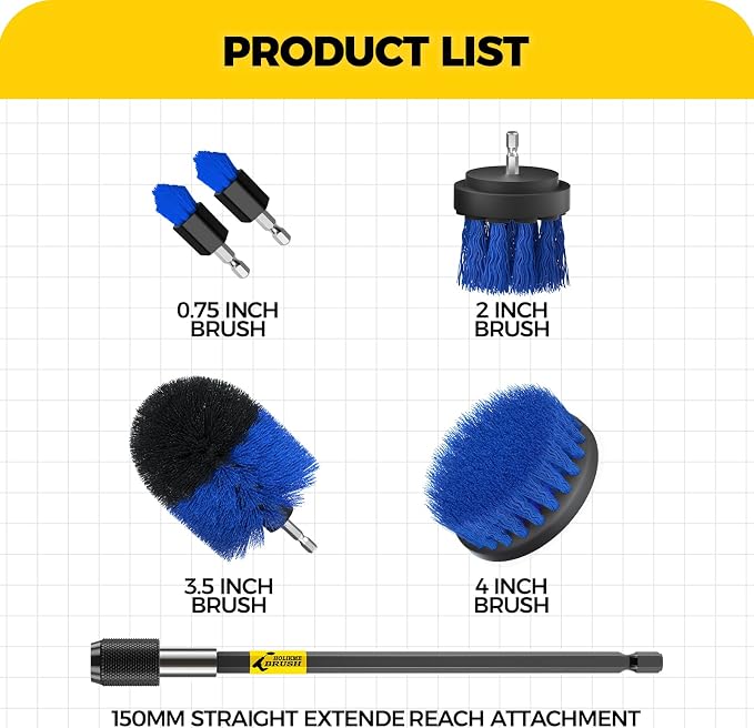 Holikme 6Pack Drill Brush Power Scrubber Cleaning Brush Extended Long - Image 7