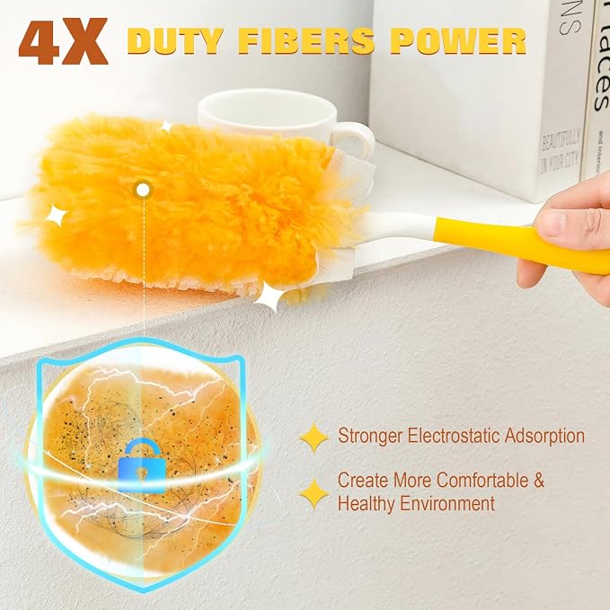 360° Heavy Duty Duster Refills for Swiffer Duster, 30 Pack & 1Handle 4X Faster - Image 2