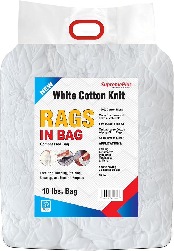 New White Cotton Tshirt Paint Rags - Image 2