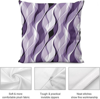 Purple Throw Pillow Covers Modern Abstract Purple and Grey Striped Decorations for Bedroom Living Room Farmhouse Sofa Pillows Bed Couch 20x20 Inch