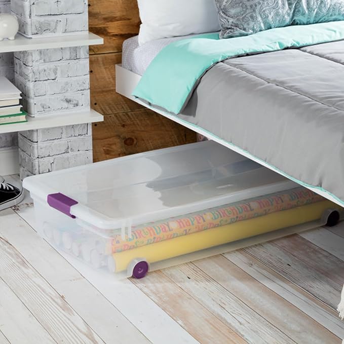 Sterilite 4-Pack 60 Quart ClearView Latch Box, Wheeled Underbed Organizer Bins - Image 5