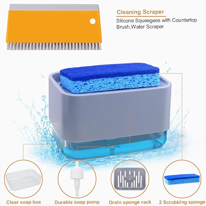 Dish Soap Dispenser with Sponge Holder - Image 3