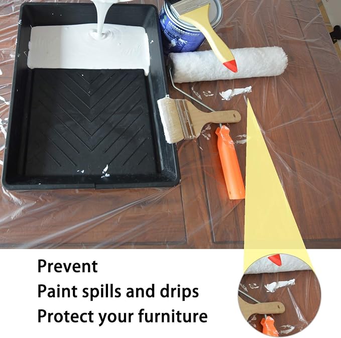 10 Piece Painter Plastic Drop Cloths Sheet, Waterproof Anti-dust Cover - Image 6