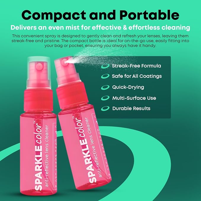 Sparkle Anti-Reflective Safe Lens Cleaner Spray Kit - 1oz Glasses Cleaner - Image 3