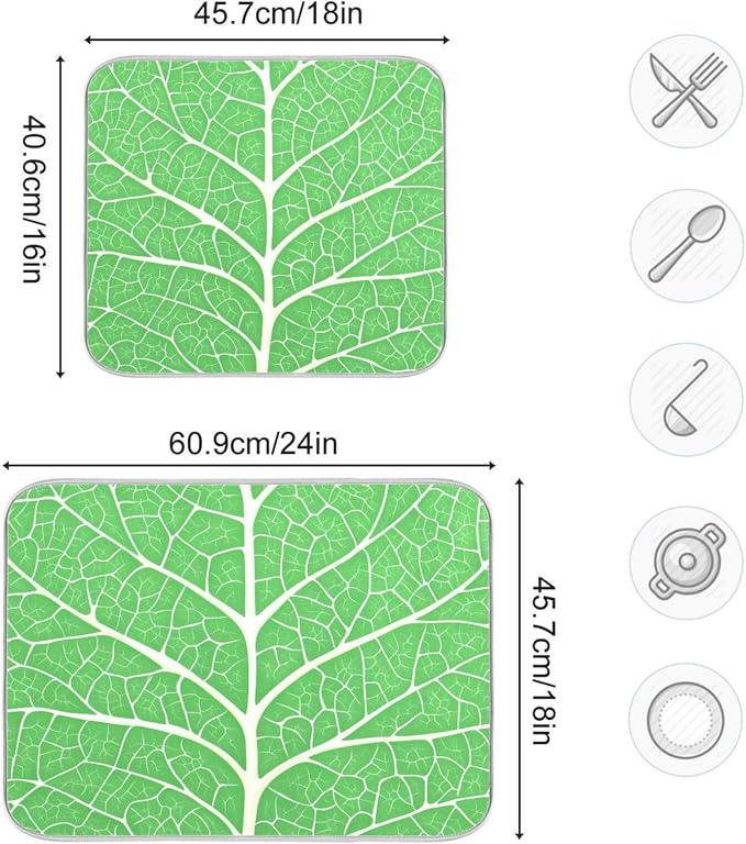 Green Leaf Veins Dish Drying Mat - Image 5