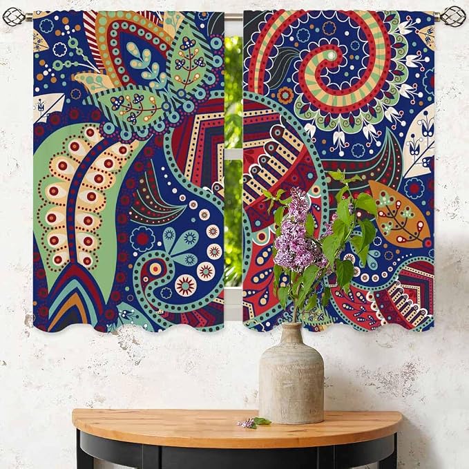 Ethnic Pattern Kitchen Curtains Paisley Lndia Abstract Floral Exotic Ornate - Image 6