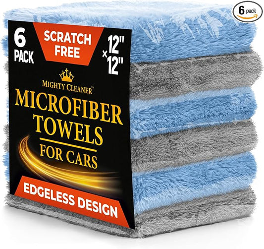 Edgeless Microfiber Towels for Cars – 6pk by MightyCleaner