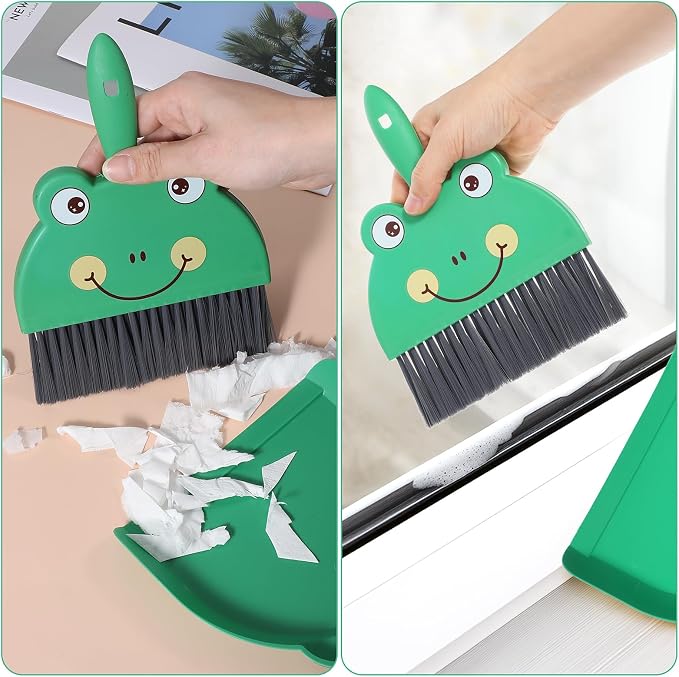 Green Small Dustpan and Brush Set Cute Mini Hand Broom and Dustpan Set Portable - Image 5