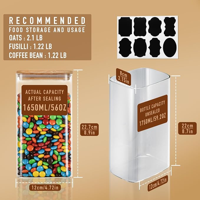 56oz Rectangle Airtight Glass Storage Containers - Image 2