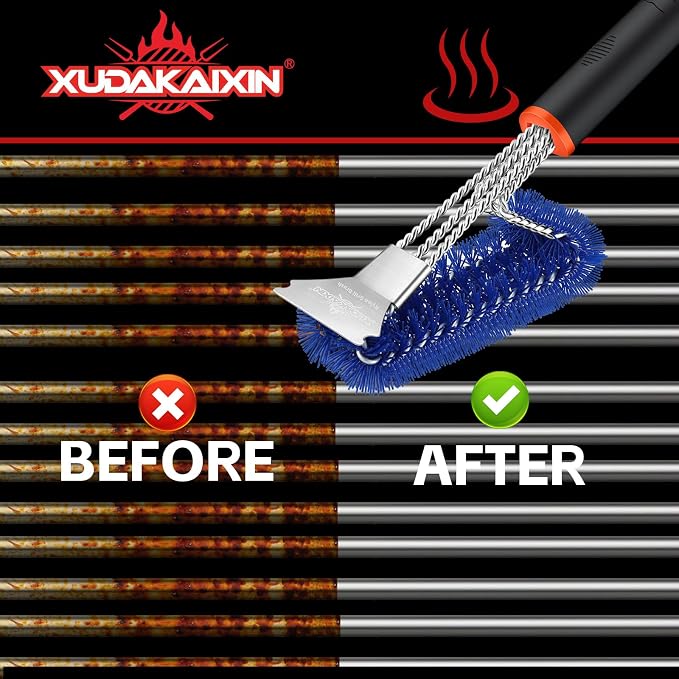 Grill Brush and Scraper, Safe Nylon Bristles Barbecue Triple Scrubbers Cleaning - Image 7