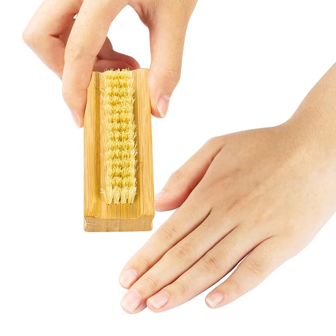 Bamboo Nail Brush，2PCS Two-side Firm Nature Wooden Sisal Scrub Brush - Image 5