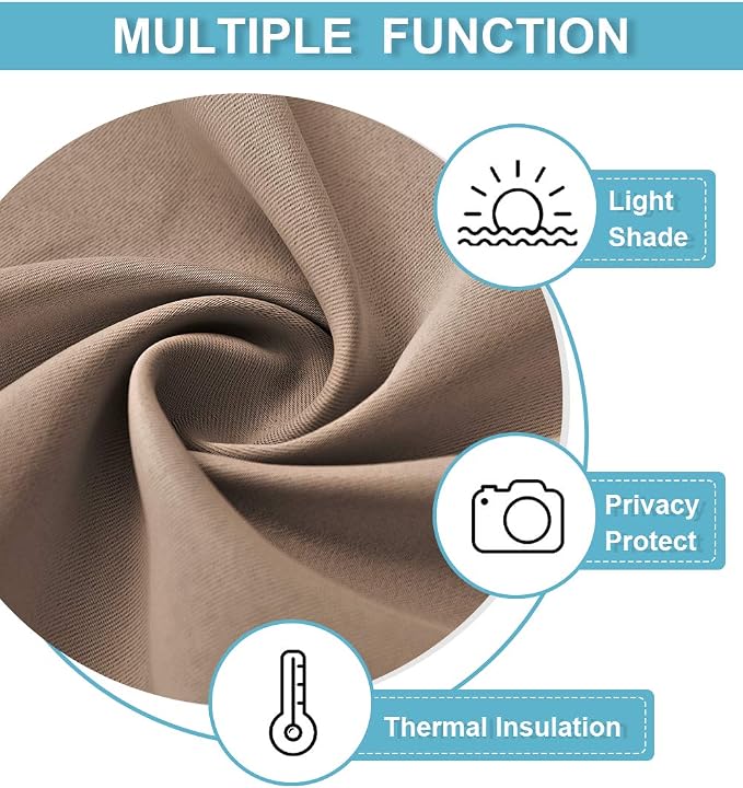 RYB HOME Curtains for Bedroom 72 inches Long, W 34 x L 72, 2 Panels - Image 2