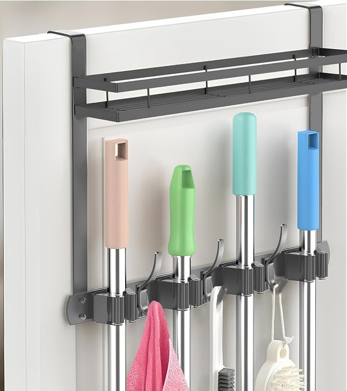 Broom Holder Over The Door Over Door Broom and Mop Rack Over The Door Hooks - Image 8