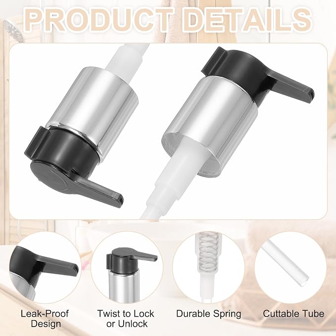 uxcell 2 Pcs Soap Dispenser Pump Heads, Hand Soap Dispensers Top Pumps - Image 3