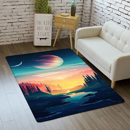 Outer Space Rug for Kids Bedroom 3x5 ft Galaxy Carpet for Boys Room Soft Non-Slip Solar System Area Rug 3D Planet Universe Rug for Living Room