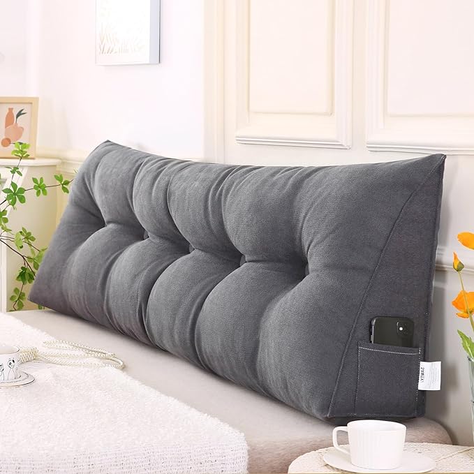 SAMTY Triangular Wedge Pillow headboard Twin XL Size for Couch Large headboard Pillow with Removable Cover Back Rest Pillows for Sitting up in Bed