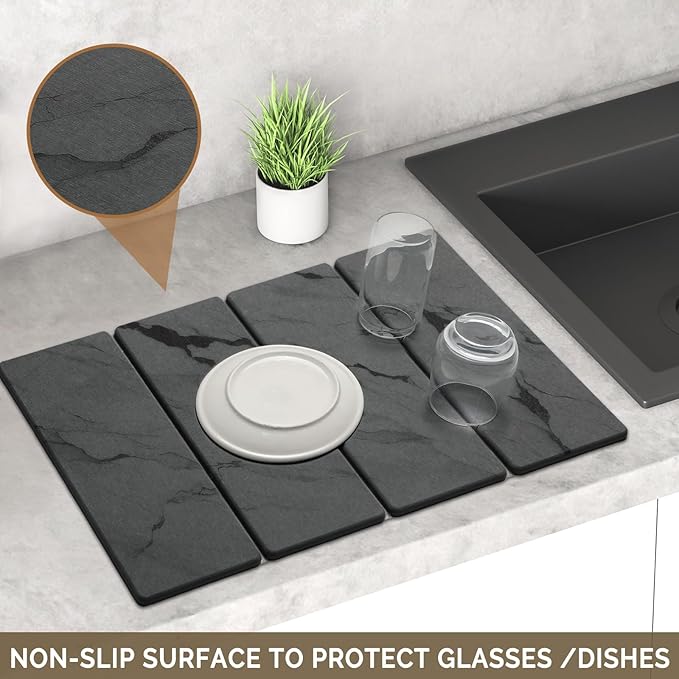 2 PCS Large Stone Dish Drying Mat - Image 4