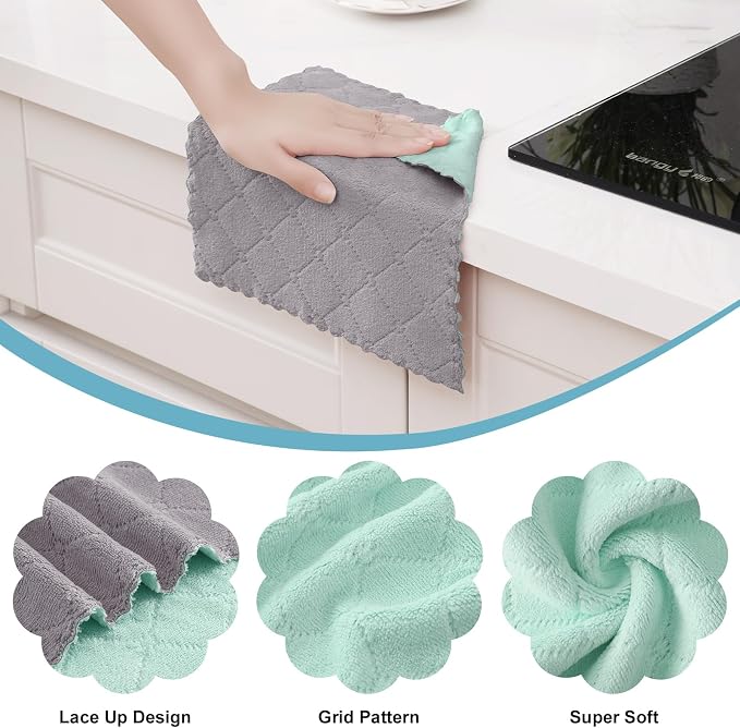 Homaxy 12 Pack Kitchen Cloths Dish Towels, Super Soft and Absorbent Dish Cloths - Image 2