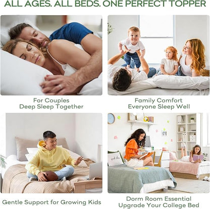 OLANLY Queen Mattress Topper – Viscose Made from Bamboo, Cooling Soft Queen Pillow Top Mattress Pad for Back Pain Relief, Plush Down Alternative Fill Bed Topper with Elastic Deep Pocket, White