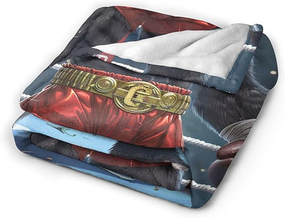 Gorilla Boxing Throw Blanket - Funny Boxing Gifts and Decor - Soft, Warm, Cozy Fleece Blanket for Men, Women, Boys, Girls - 50"x40"