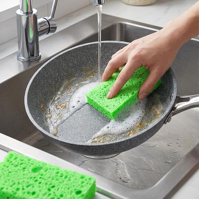 12 PCS Pop up Sponges Kitchen Cellulose Sponges 4.33 X 2.76 Inch Green Kitchen - Image 6