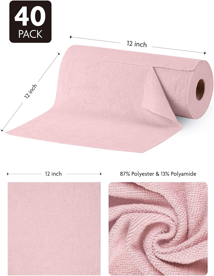 Fantasticlean Microfiber Cleaning Cloth Roll -40 Pack, Tear Away Microfiber - Image 8