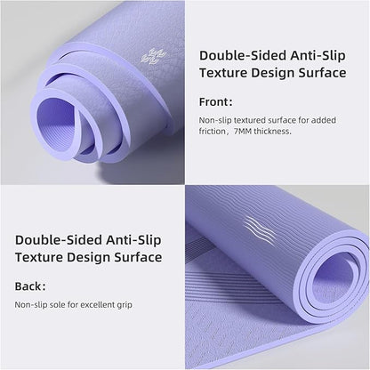 Yoga Mat High Density Exercise Mat, 76"x32"x0.27"Thick Wide & Large Yoga Mat for Women Men, Professional POE Workout Mat for Yoga, Pilates, Fitness & Stretching