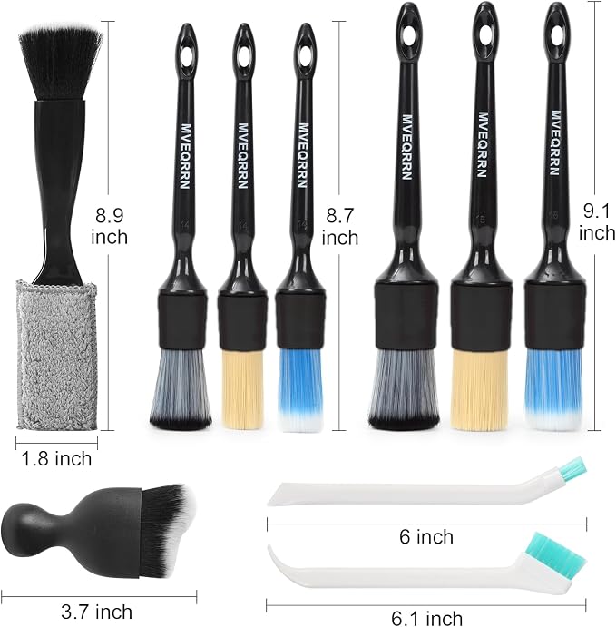 10Pcs Car Detailing Brush Set, Boars Hair Car Cleaning Detail Brush kit - Image 2