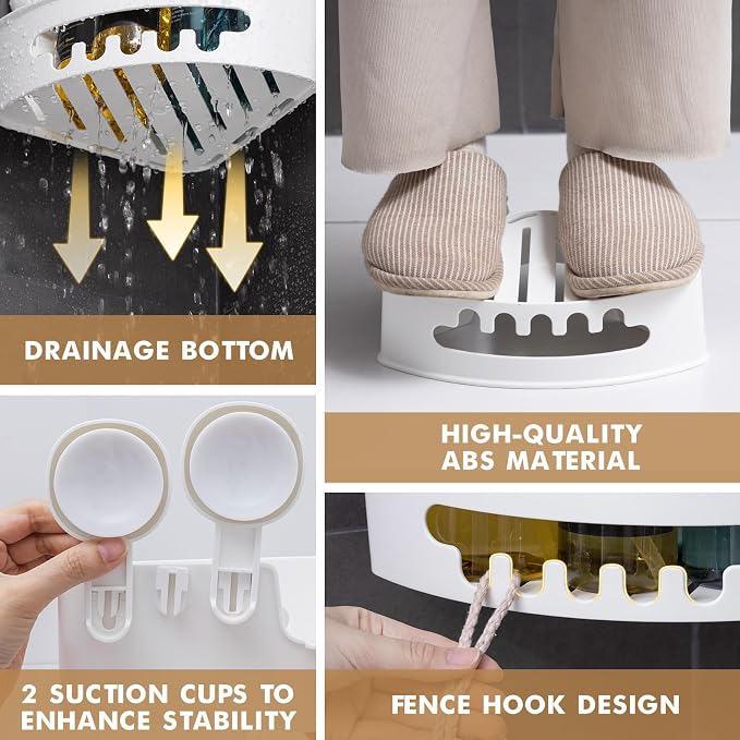 LEVERLOC Corner Shower Caddy Suction Cup, Shower Caddy Basket Powerful Suction - Image 6