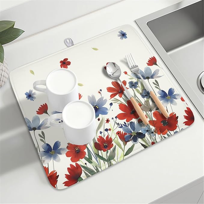 4th of July Floral Dish Drying Mat - Image 8