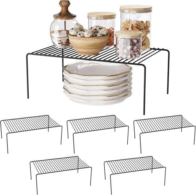 MediumBlack Cabinet Storage Shelf Rack Set of 6, Rustproof Metal Wire Kitchen by DPZM