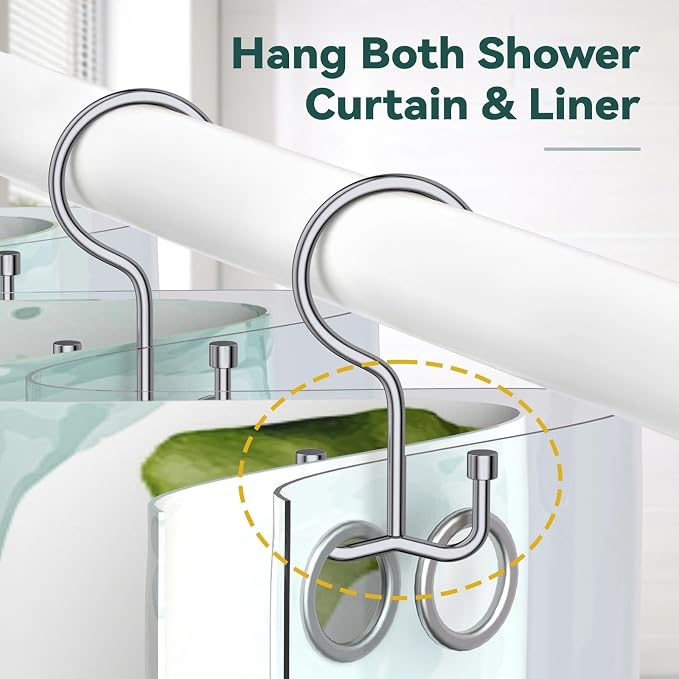 Goowin Shower Curtain Hooks, Shower Curtain Rings, Durable Rust Proof Shower - Image 5