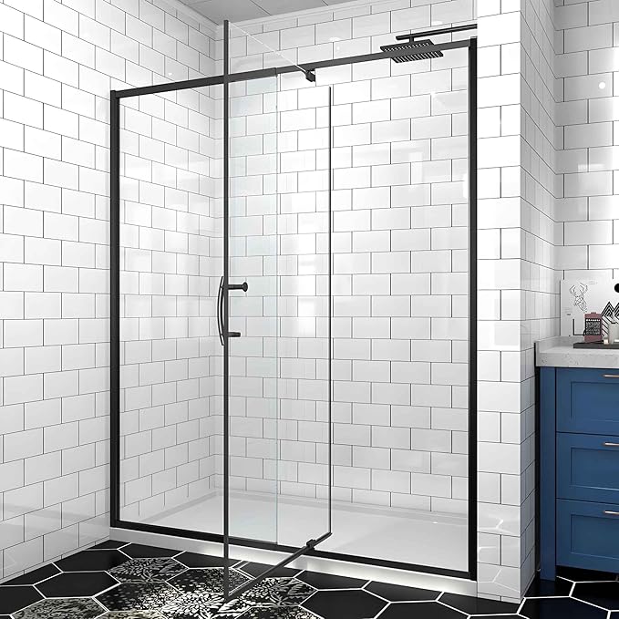 56-60" W x 71" H Pivot Glass Shower Door, 1/4" Thick Clear SGCC Tempered Shower by Unknown