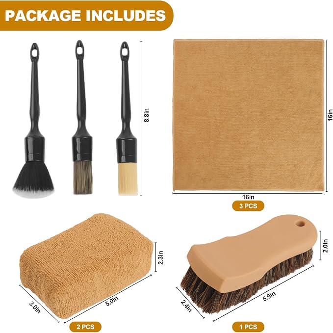 10PCS Car Cleaning Kit, Car Detailing Kit Interior Cleaner, Long Bristle Horse - Image 6