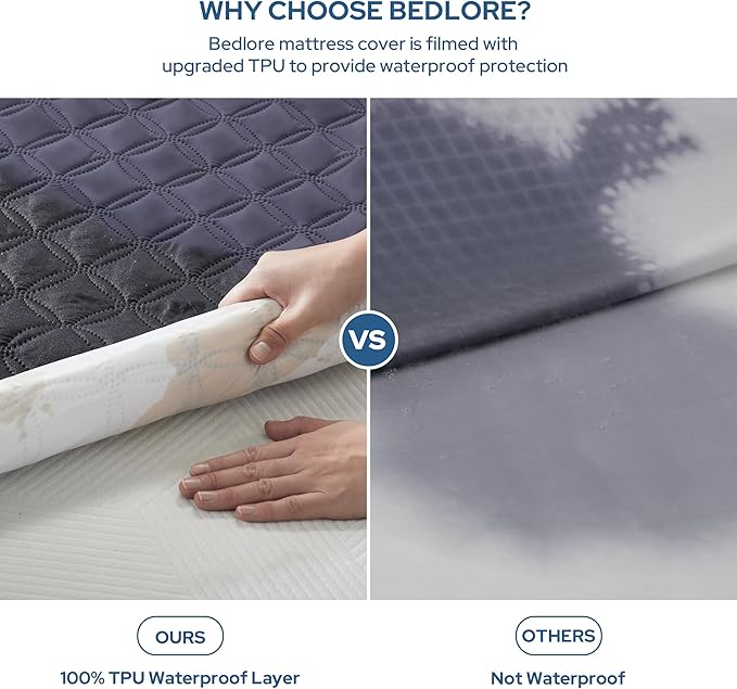 BEDLORE Waterproof Mattress Protector, Cal King Size Noiseless Mattress Pad - Image 2