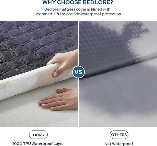 BEDLORE Waterproof Mattress Protector, Twin Size Noiseless Mattress Pad - Image 2