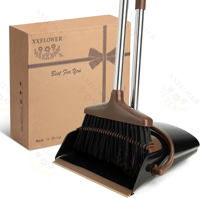 Broom and Dustpan Set with Long Handle, Light Weight Stainless Steel Poles - Image 8