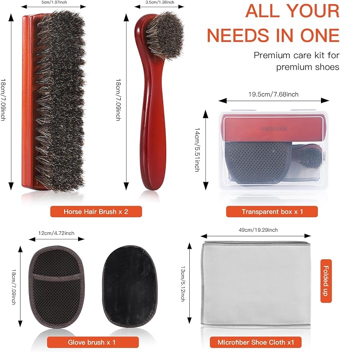 Horsehair Shine Shoes Brush Kit, Horse Hair Brush - Image 2