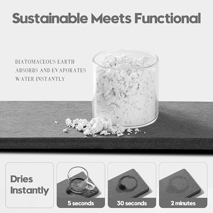 2PCS Bathroom Trays, Water Absorbing Diatomite Stone Quick Drying Mat - Image 3