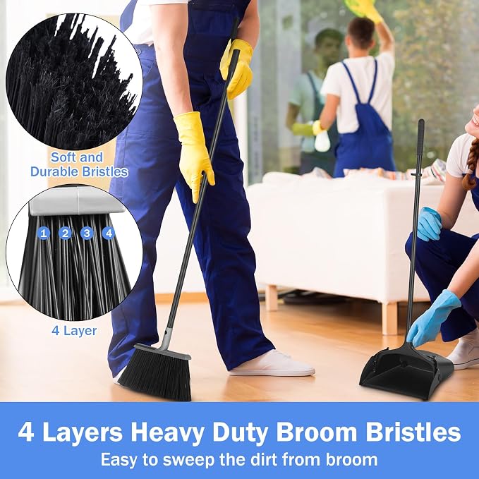 Yungyan 6 Set Broom with Dustpan Combo Set with 54 Inch Long Handle Commercial - Image 6
