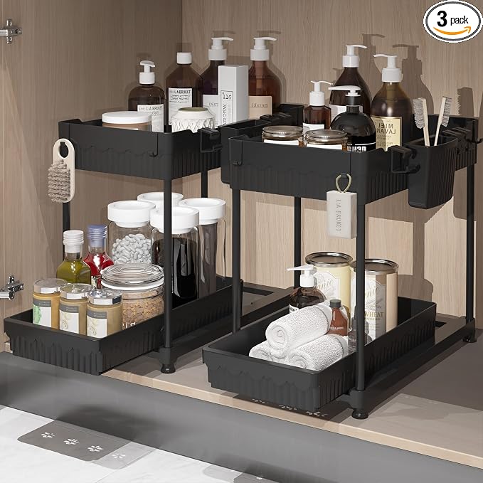 2 Pack Multi-Purpose Under Sink Organizers and Storage, 2026 Pull Out Cabinet by Sevenblue