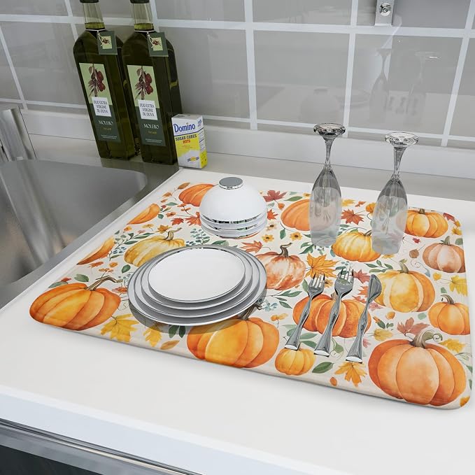 Fall Pumpkin Thanksgiving Dish Drying Mat - Image 6