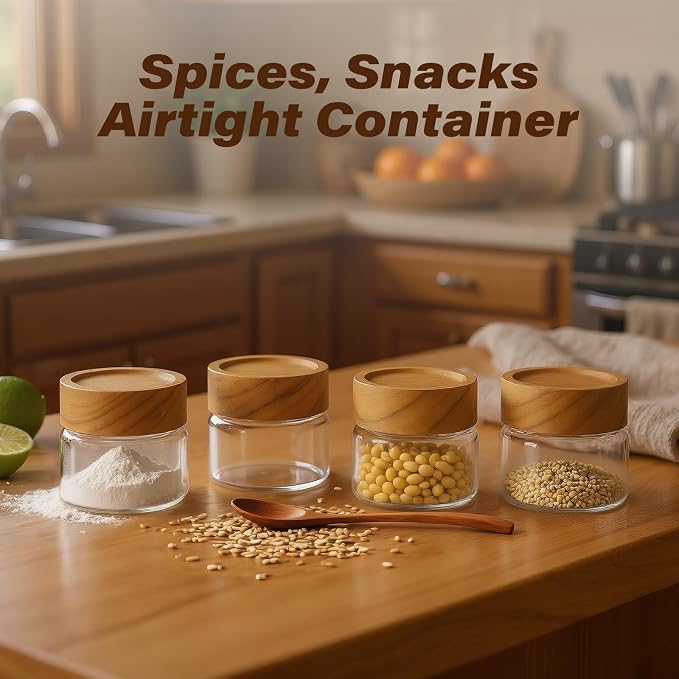 6-Pack 4 oz Stackable Airtight Glass Canisters - Image 8