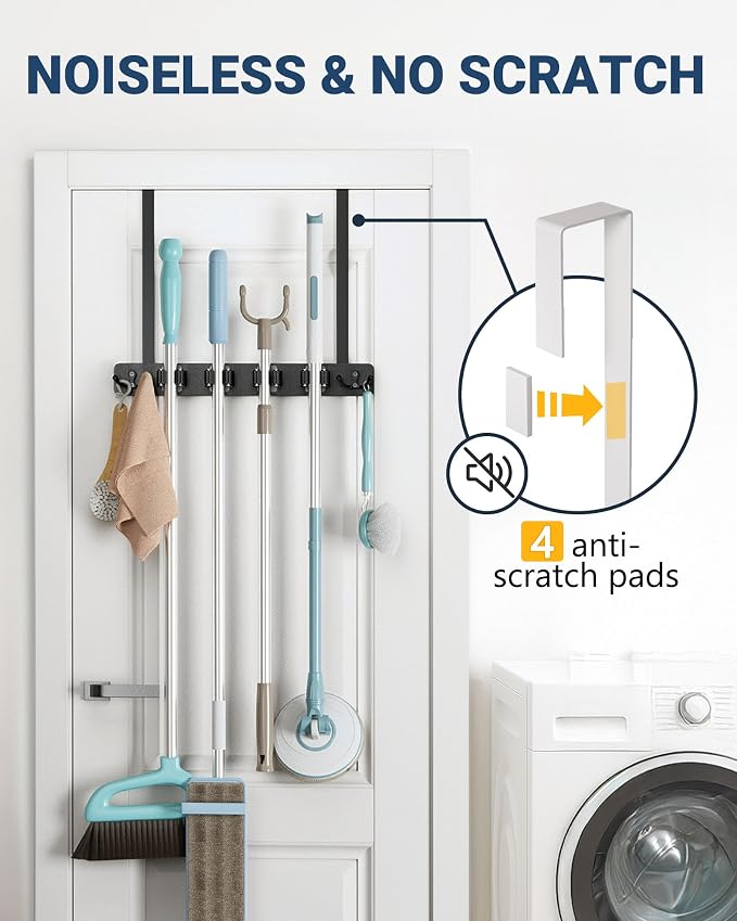 Lorbro Broom Holder Door Mount, Over the Door Broom and Mop Holder - Image 5